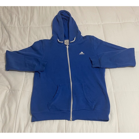 adidas Tops - Adidas Womens Blue Full Zip Hoodie Sweatshirt Logo‎ Pocket Athleisure Size S